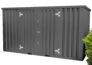Antracietgrijze demontabele container 5 x 2 meter met dubbele deur aan lange zijde