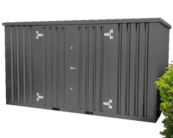 Antracietgrijze demontabele container 5 x 2 meter met dubbele deur aan lange zijde Antracietgrijze demontabele container 5 x 2 meter met dubbele deur aan lange zijde